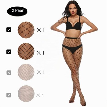 Dámske čierne sieťované pančuchy MANZI, XL-XXL (2 páry)