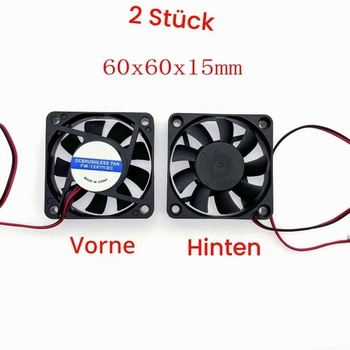 JZK 2 kusy 60x60x15 mm 2-pinový DC 12 V mini ventilátor, tichý, bezkefový, 6 cm, DC ventilátor,