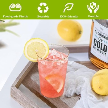 CYH 50 balení opakovaně použitelných plastových kelímků se zlatými třpytkami, 300ml průhledné párty