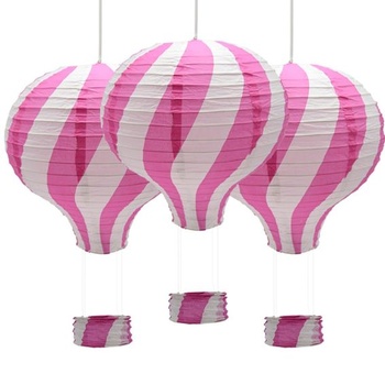 Sada 3 dekorácií papierových lampášov s teplovzdušnými balónikmi s priemerom 30 cm na svadbu, narodeniny,