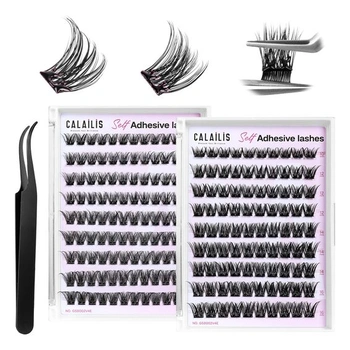 Samolepiace predlžovacie riasy CALAILIS, 198 ks D Curl Wispy samolepiace pritlačovacie riasy bez