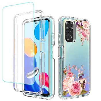 Ochranný kryt pre Redmi Note 11 (4G)/Redmi Note 11S s tvrdeným sklom - púzdro s kvetinovým