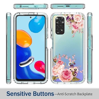 Ochranný kryt pre Redmi Note 11 (4G)/Redmi Note 11S s tvrdeným sklom - púzdro s kvetinovým