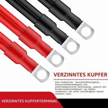 QIMEI-SHOP Kábel k batérii 35mm² 15cm Kábel k autobatérii 12V 2AWG Medený kábel s očkovými svorkami