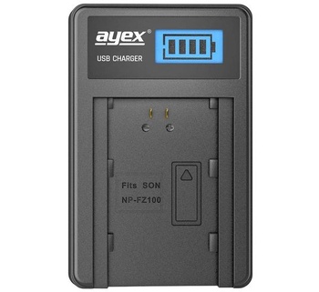 Nabíjačka Ayex USB kompatibilná s batériami Sony NP-FZ100, napr. pre A7III, A7RIII, A7RIV, A7SIII,