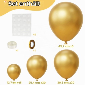 Zlaté metalické balóniky, 105 kusov, 18, 12, 10,5 palca, zlaté balóniky, sada narodeninových