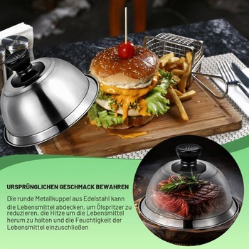 2 kusy burgerového zvonu, nerezová oceľ 16x6,7 cm, grilovací zvon, tavný zvon, kryt, burgerový zvon