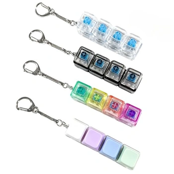 Sada 4 hračiek Fidget, klávesnica Fidget s kľúčenkou, priehľadná mini klávesnica so 4 klávesami pre