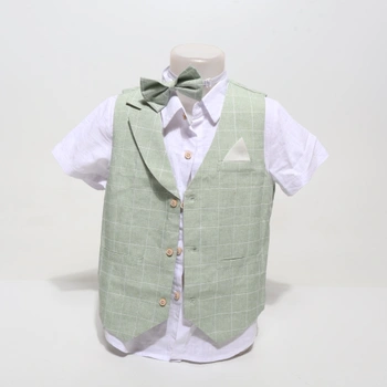 LOLANTA Detská 4dielna slávnostná sada, elegantný letný kostým pre chlapcov s vestou, nohavicami,