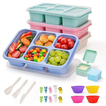 Bento svačinový box se 4 přihrádkami, 5přihrádkové…