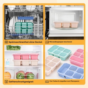 Bento svačinový box se 4 přihrádkami, 5přihrádkové svačinové nádoby, Bento obědové boxy s