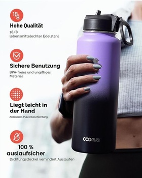 Coolflask Izolovaná nerezová láhev na vodu1l