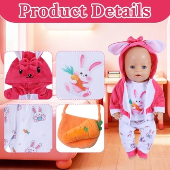5dílná sada oblečení pro panenky miminka o velikosti 14-18 palců (30-43 cm): 1 top s potiskem