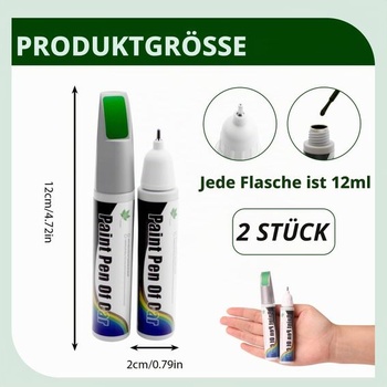 2ks retušovacie pero na auto tmavo zelené 24ml, 2v1 retušovacie pero na auto na škrabance