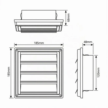 Větrací mřížka z nerezové oceli QWORK® 125 mm s moskytiérou, pro digestoře a sušičky prádla