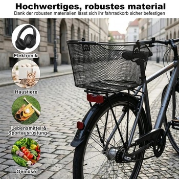 Upevnenie koša na bicykel, zadný nosič kolies, robustný