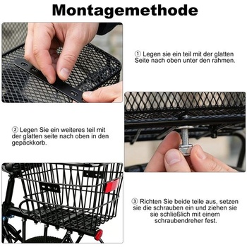 Upevnenie koša na bicykel, zadný nosič kolies, robustný
