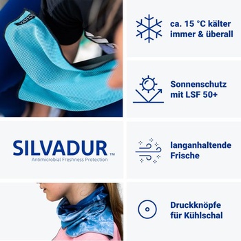 Chladivý uterák 90 × 30 cm so zapínaním na cvoky - Až o 15 ° C chladnejšie ako okolitá teplota -