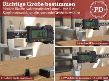 PD® Lamelové zátky 30x15 mm Obdĺžniková rúrka - Koncové krytky čierne | 4 kusy 4 30 x 15 mm