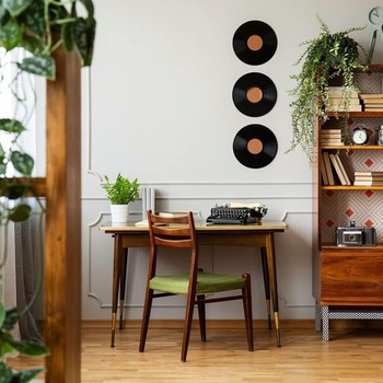 6 retro dekorácií z vinylových dosiek, nástenná dekorácia, párty dekorácie s roll music, na zdobenie