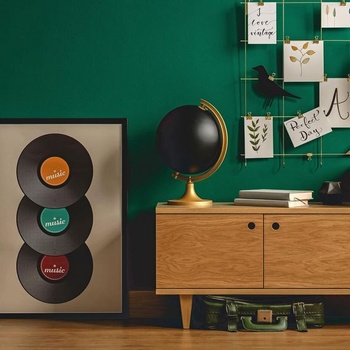 6 retro dekorácií z vinylových dosiek, nástenná dekorácia, párty dekorácie s roll music, na zdobenie