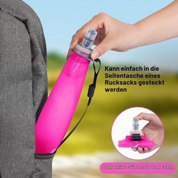 Flintronic TPU skladacie fľaše na vodu, 2 ks mäkkých fliaš s objemom 500 ml s pútkom na zápästie a