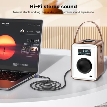 MOSWAG 4pólový audio kábel pre slúchadlá s 3,5mm jackom a 3,5mm jackom, 2m, čierny
