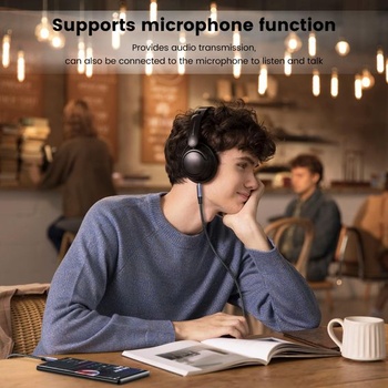 MOSWAG 4pólový audio kábel pre slúchadlá s 3,5mm jackom a 3,5mm jackom, 2m, čierny