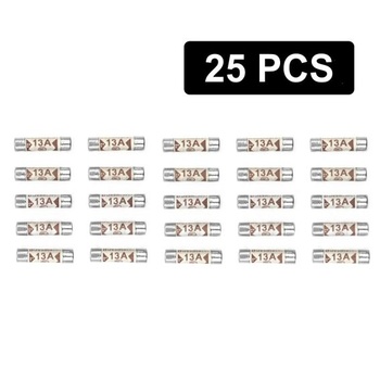 JZK 25 kusov 13 A 240 V BS1362 domáce keramické poistky, zástrčková poistka 6 * 24 mm, pieskom
