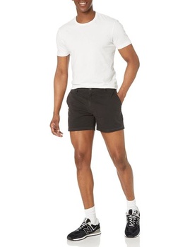 Pánske pohodlné strečové chino kraťasy Amazon Essentials bez skladov, 13 cm plátené, čierne, 36W