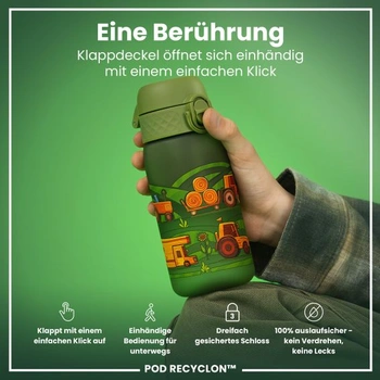 Dětská láhev na pití ion8, nepropustná, 350 ml (12 oz), recyklace zemědělských strojů