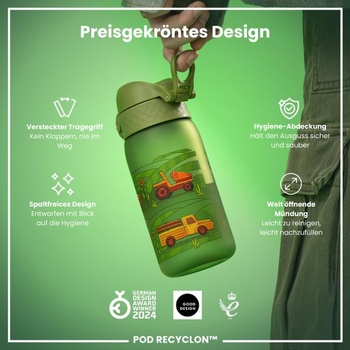 Detská fľaša na pitie ion8, nepriepustná, 350 ml (12 oz), recyklácia poľnohospodárskych strojov