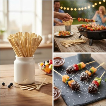 Com-four® 300x bambusové špízy na prsty - drevené špajle 20 cm na desiaty 20 cm 300