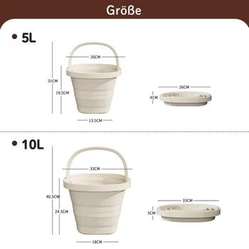 Skládací kbelík, 5 l/10 l, materiál PP+TPR, bílý, prostorově úsporný, skládací (šedý, 5 l) Šedý 5 l