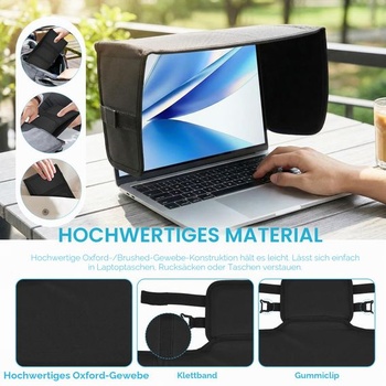 Sluneční clona na notebook, sluneční clona na obrazovku, skládací, neoslňující sluneční clona pro