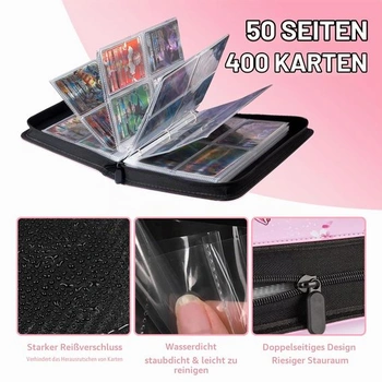 Album s kartičkami so zipsom, pojme 400 kartičiek, 50 strán, kompatibilný s rôznymi kartami, darček
