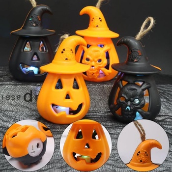 4dielna sada dekoratívnych tekvicových lampášov na Halloween, LED tekvicová sviečka, jesenná halloweenska