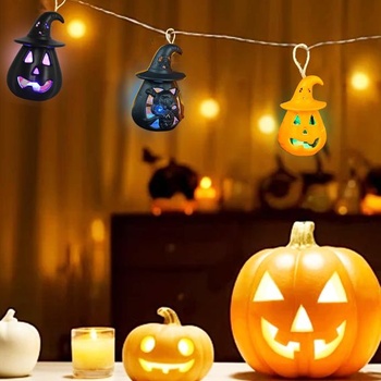 4dielna sada dekoratívnych tekvicových lampášov na Halloween, LED tekvicová sviečka, jesenná halloweenska