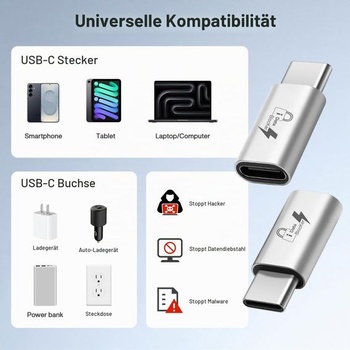 Blokátor dat z USB-C na C (2 ks), Anti-Juice Jacking cmcf-data-blocker-silver