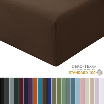 RUIKASI Napínacie prestieradlo 160x200cm tmavo hnedé prestieradlo - Oeko Tex Napínacie prestieradlo