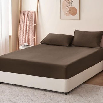 RUIKASI Napínacie prestieradlo 160x200cm tmavo hnedé prestieradlo - Oeko Tex Napínacie prestieradlo