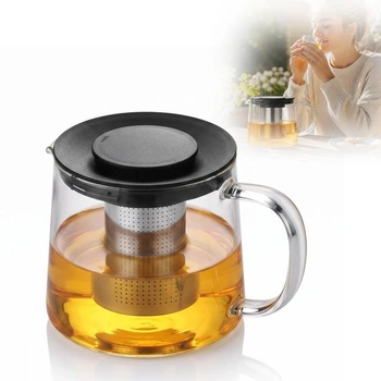 Skleněná konvice na čaj o objemu 1,5 l se sítkem, konvice z…