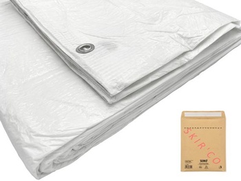 Autoplachta SKIR'CO, biela, 2 x 3 m – vodeodolná, 55 g/m² – s očkami – ochrana auta – multifunkčná,