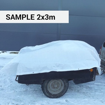 Autoplachta SKIR'CO, biela, 2 x 3 m – vodeodolná, 55 g/m² – s očkami – ochrana auta – multifunkčná,