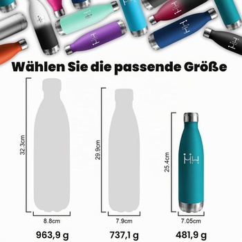 Nerezová fľaša na vodu, 500 ml, bez BPA, dvojstenná fľaša izolovaná, nepriepustná, so skrutkovacím