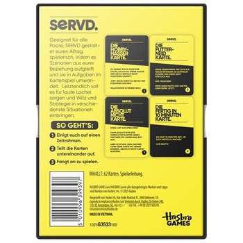 Hasbro Gaming SERVD hra pre páry - Veselá kartová hra zo skutočného života pre partnerov - zábavný