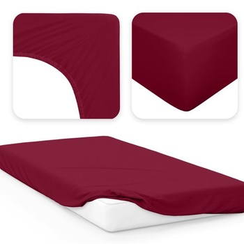 Jacobson Jersey napínací prostěradlo, bavlněné prostěradlo (60x120-70x140 cm, bordó) 60x120 -