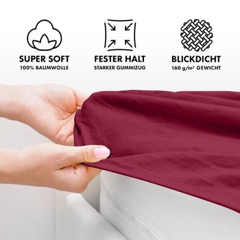 Jacobson Jersey napínací prostěradlo, bavlněné prostěradlo (60x120-70x140 cm, bordó) 60x120 -