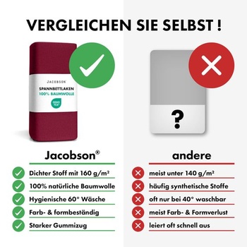 Jacobson Jersey napínací prostěradlo, bavlněné prostěradlo (60x120-70x140 cm, bordó) 60x120 -