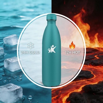 Nerezová fľaša na vodu - 750 ml - termoska, bez BPA, nepriepustná, prenosná, kovová fľaša na vodu,
